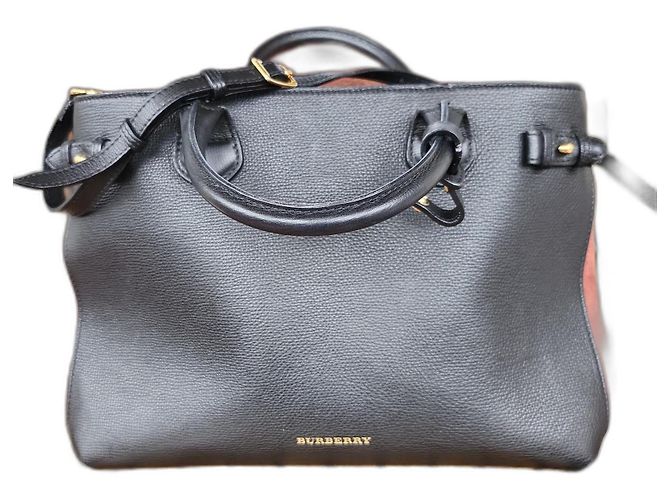 Burberry The Banner Medium Handtasche Schwarz Leder