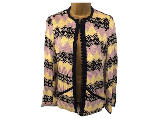 Bazar de Christian Lacroix Womens Vintage Multicoloured Jacket UK 10 US 6 EU 38 Black Yellow Lavender Wool Rayon Acrylic  ref.952774
