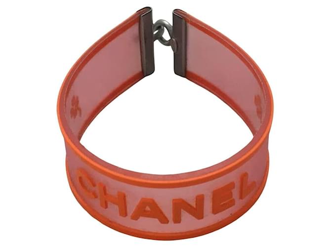 ***Bracelet multicolore Chanel Argent Caoutchouc Rose Orange  ref.952827