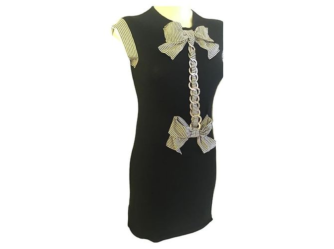 ***Chanel Seidenkaschmirkleid Schwarz Silber Hardware