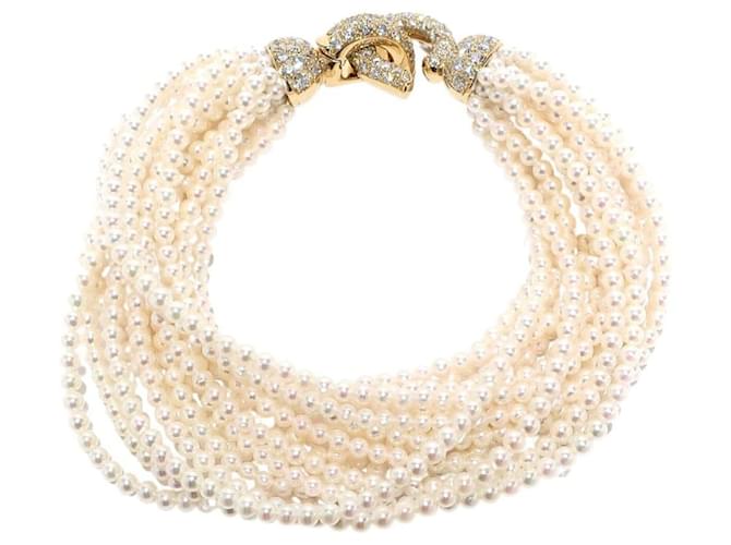 ***Cartier Gold Diamond Pearls Art Deco Bracelet Pink  ref.952843