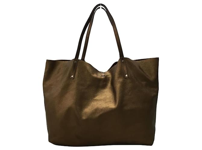 ***Tiffany & Co. Reversible Leather Tote Bag Brown Metallic Bronze  ref.952845