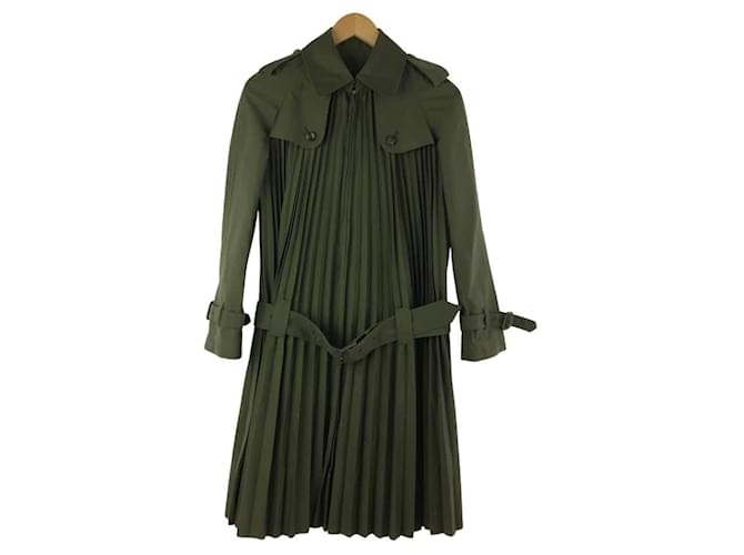 ***Junya Watanabe Plicate Coat Green Khaki Cotton Polyester  ref.952849