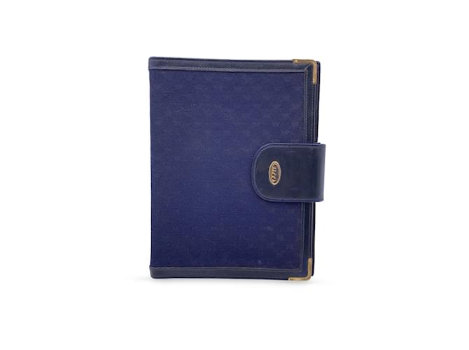 Gucci Vintage Blue Monogram Canvas 4 Ring Agenda Cover Cloth  ref.952864