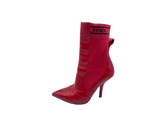 FENDI  Boots T.IT 38.5 Leather Red  ref.952898