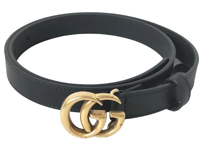 Gucci Black Leather GG Marmont Belt 80 CM Gucci