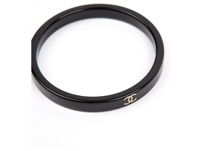 Pulseira Chanel com logo CC preta Preto