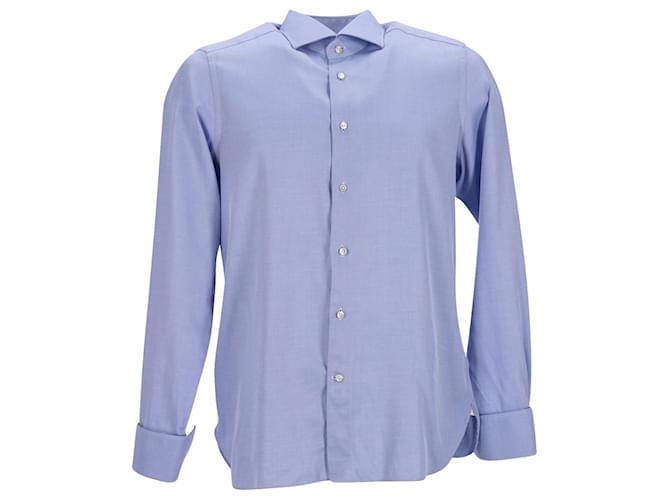 Camicia Button Down Gritty by Ermenegildo Zegna in cotone blu  ref.953641