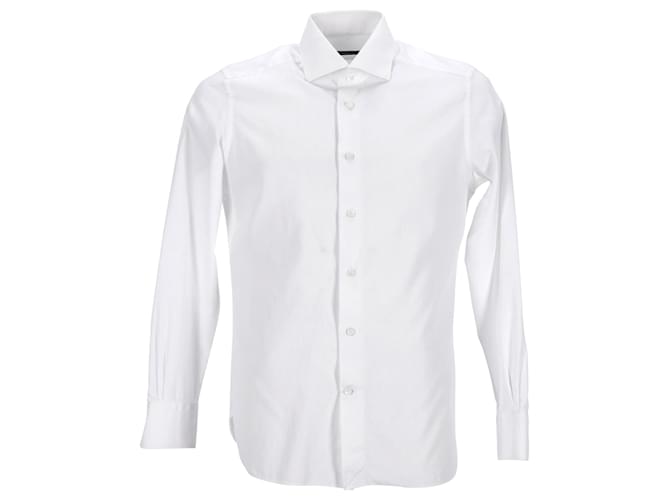 Ermenegildo Zegna Camisa de vestir con botones en algodón blanco  ref.953645