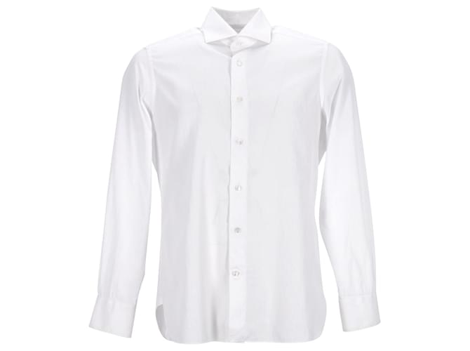 Ermenegildo Zegna Button-Down-Hemd aus weißer Baumwolle  ref.953650