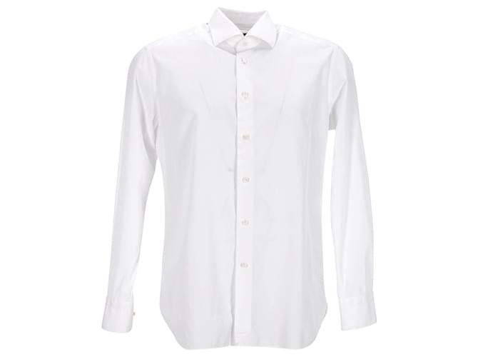 Ermenegildo Zegna Button-Down-Hemd aus weißer Baumwolle  ref.953667
