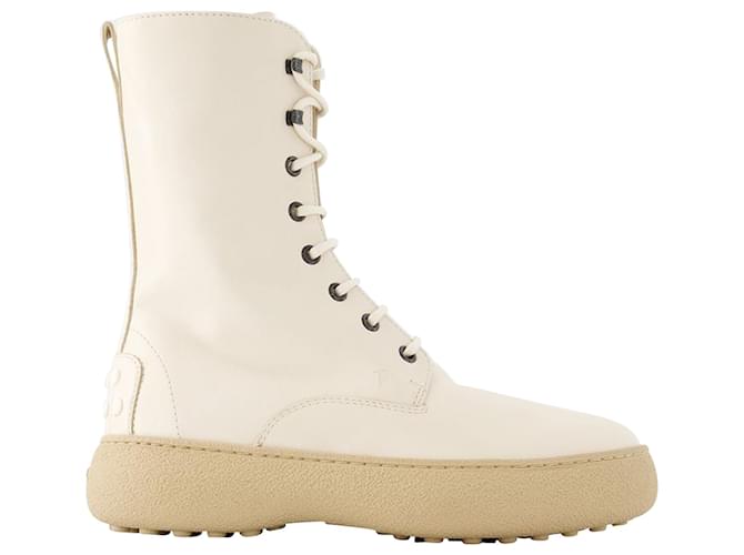 Winter Gommini Boots - Tod's - Leather - White  ref.953772