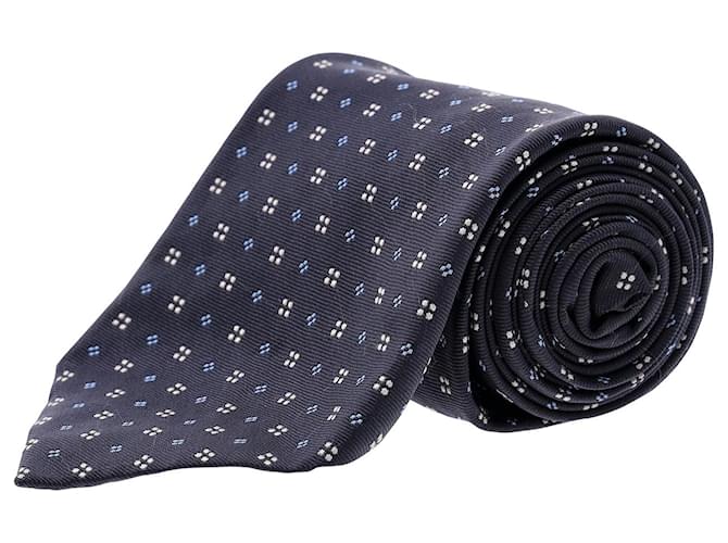 Ermenegildo Zegna Diamond Pattern Necktie in Navy Blue Silk  ref.953797