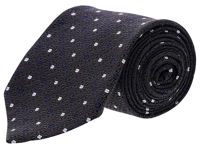 Autre Marque Ermenegildo Zegna Krawatte mit gepunktetem Muster aus schwarzer Seide  ref.953813