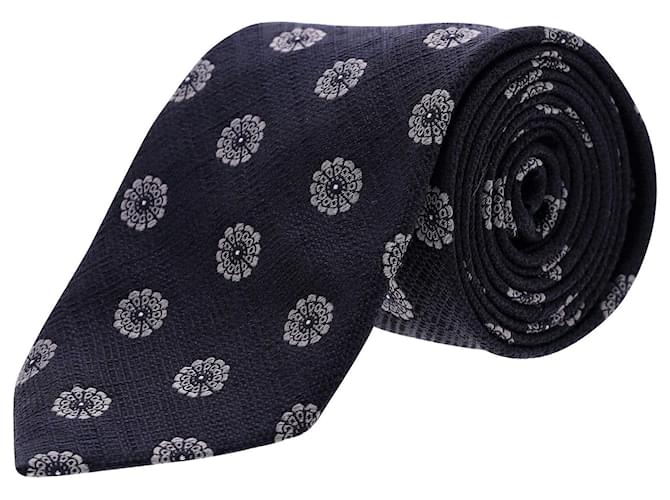 Ermenegildo Zegna-Krawatte mit rundem Muster aus marineblauer Seide Schwarz  ref.953814