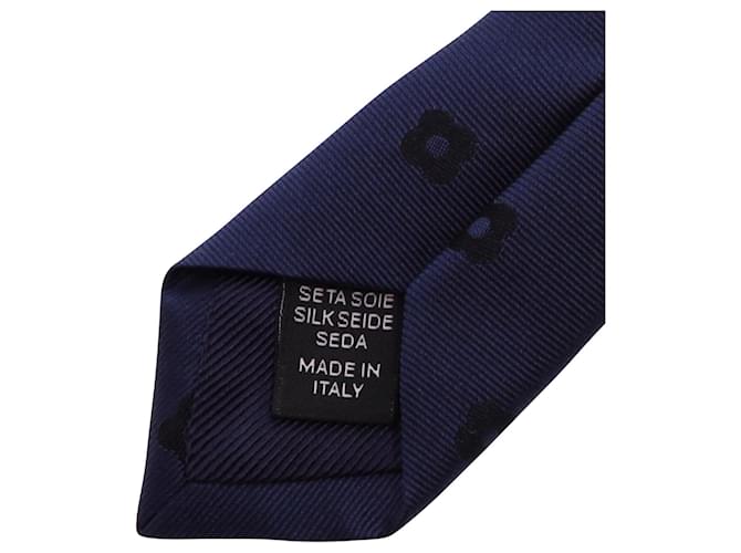 Autre Marque Cravate Ermenegildo Zegna Motif Floral en Soie Bleu Marine  ref.953820