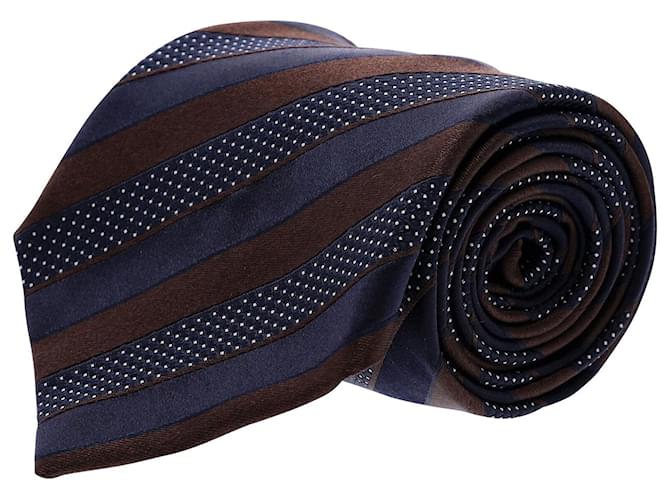 Ermenegildo Zegna Striped Pattern Necktie in Multicolor Silk Multiple colors  ref.953823