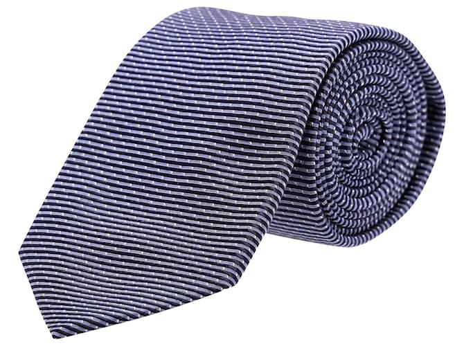 BOSS Hugo Boss Cravate rayée en soie bleue Bleu Marine  ref.953829