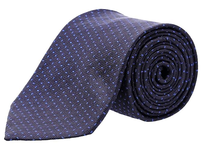 BOSS Hugo Boss Dotted Necktie in Navy Blue Silk  ref.953830