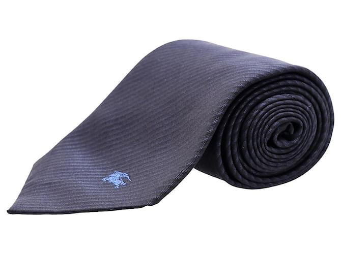 Gestreifte Burberry-Krawatte aus marineblauer Seide  ref.953831