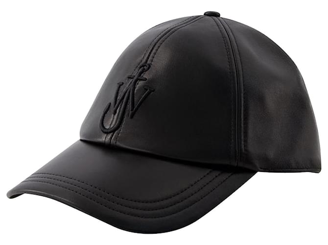 JW Anderson Baseball Cap - J.W.Anderson - Leather - Black Pony-style calfskin  ref.953852