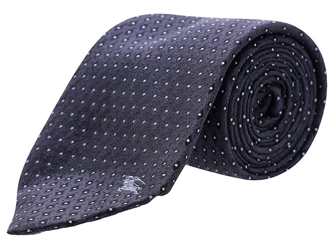 Cravate Burberry à pois en soie bleu marine  ref.953879