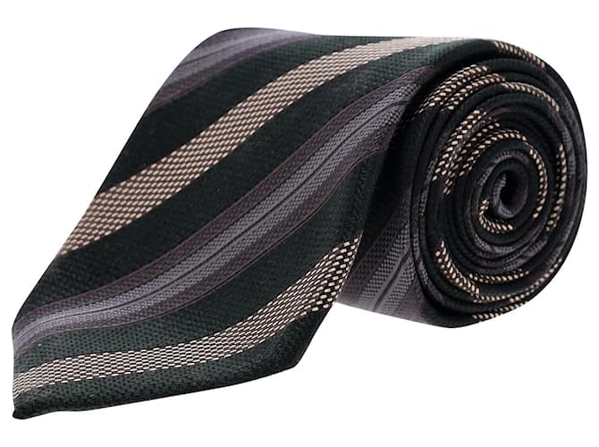 Ermenegildo Zegna Striped Pattern Necktie in Multicolor Silk Multiple colors  ref.953905