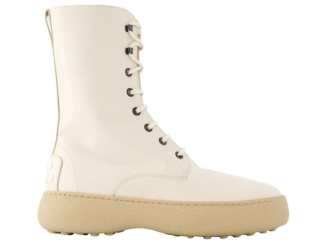 Winter Gommini Boots - Tod's - Leather - White  ref.953923