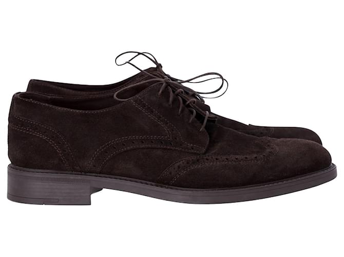 Ermenegildo Zegna Schnür-Derby-Schuhe aus braunem Wildleder Schweden  ref.954004