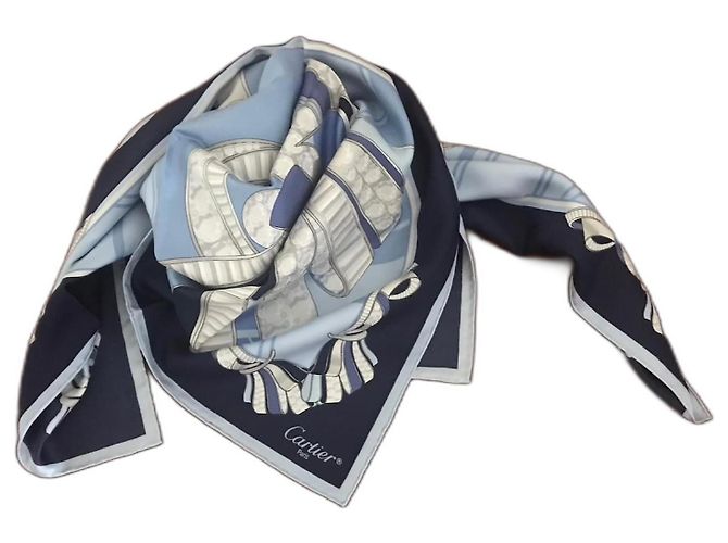 Foulard Cartier in seta blu navy