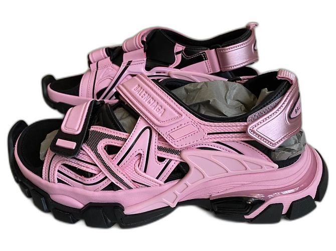 Sandali Balenciaga Track Rosa e Neri in Tessuto