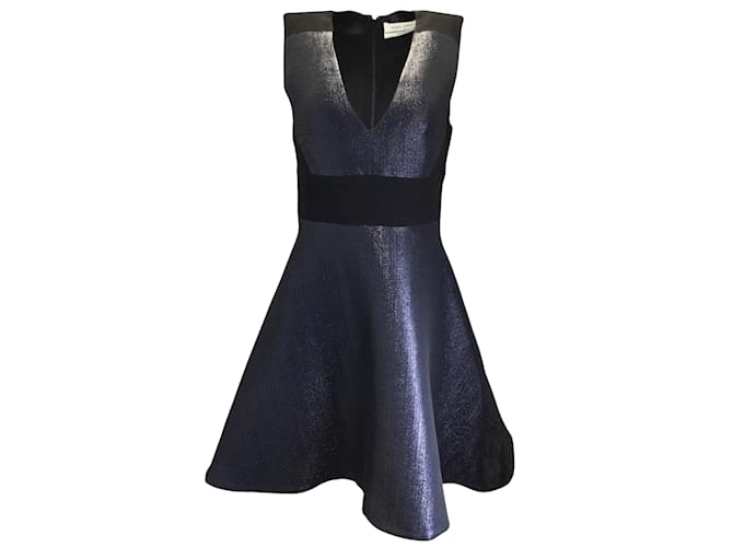 Prabal Gurung Navy Blue Black Shimmery Sleeveless A Line Dress