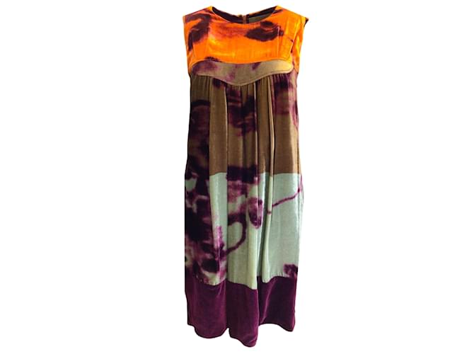 Etro Purple / green / Orange Multi Sleeveless Velvet Dress Multiple colors  ref.954251