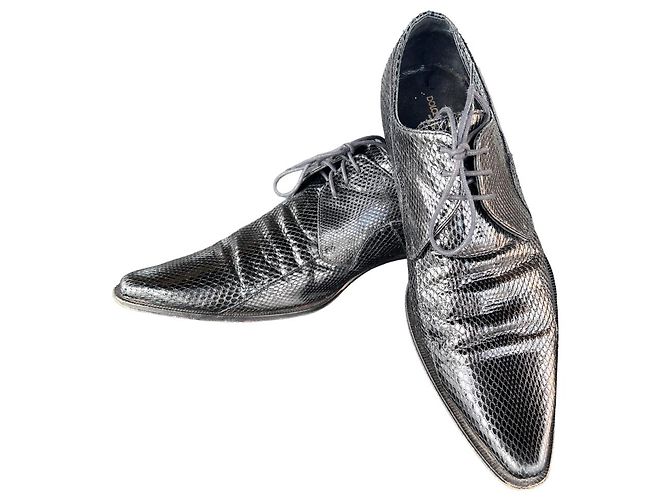 Dolce & Gabbana Oxford Schuhe aus Pythonleder und Leder Schwarz