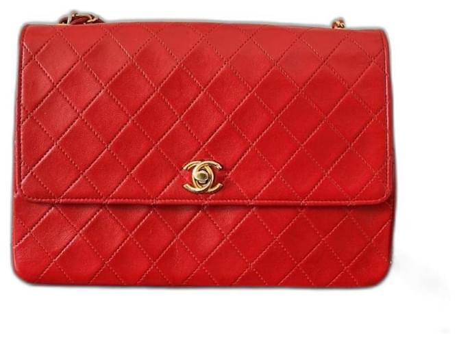 Chanel Timeless vintage Red Leather  ref.954262