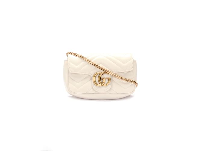 Gucci White Super Mini GG Marmont Bag for Women