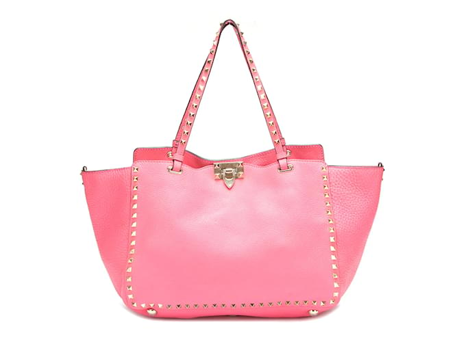 Valentino Rockstud Leather Tote Bag Pink  ref.954313
