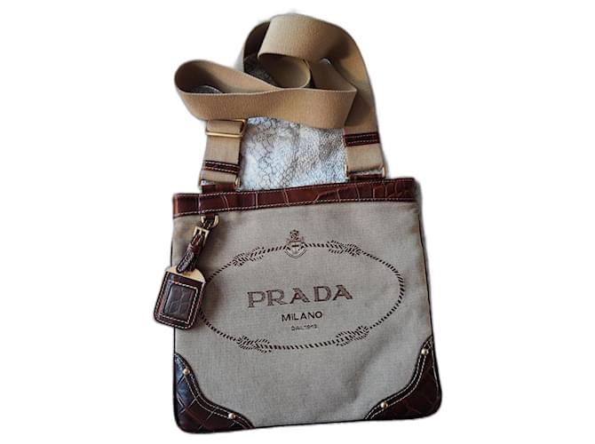 Prada Shoulder bag Beige Fur Tweed  ref.954350