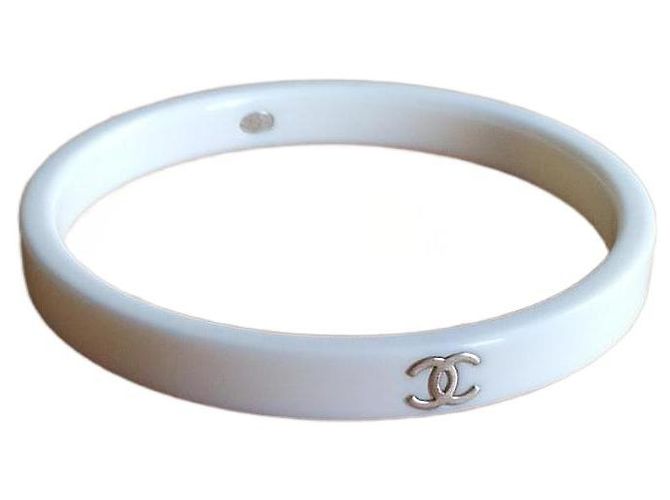 Chanel CC Logo Armband Weiß