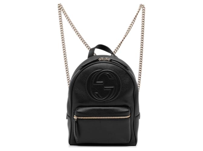 Gucci Soho Leather Chain Backpack in Black