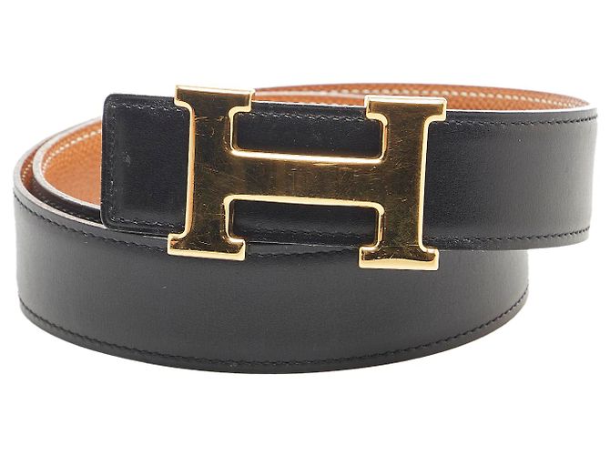 Hermès Hermes Cinturón Constance Reversible Negro