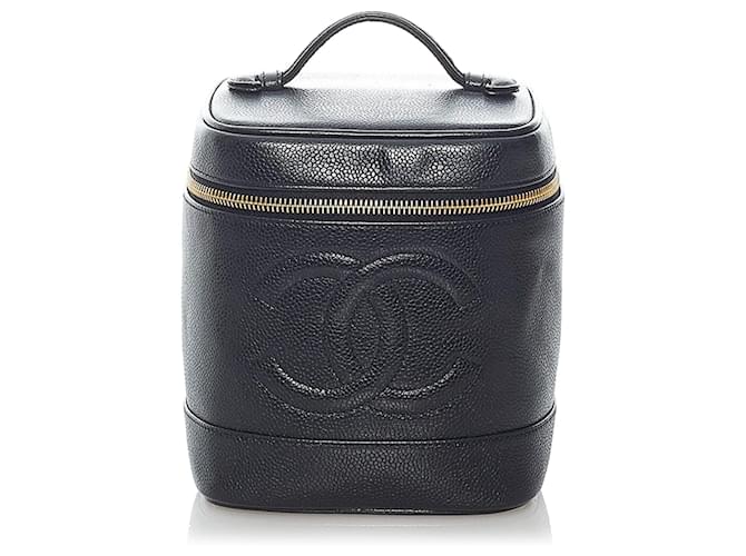 Vanity bag Chanel in pelle di caviale nero CC  ref.954701