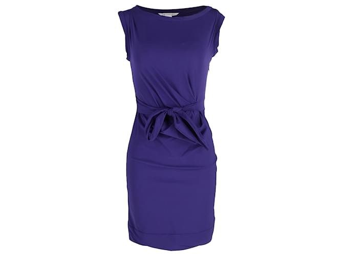 Diane Von Furstenberg Della Tie Waist Mini Dress in Purple Nylon  ref.954719