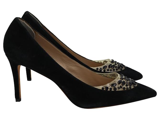 Sapato Delphine com aplicações Tory Burch em camurça preta Preto Suécia  ref.954724