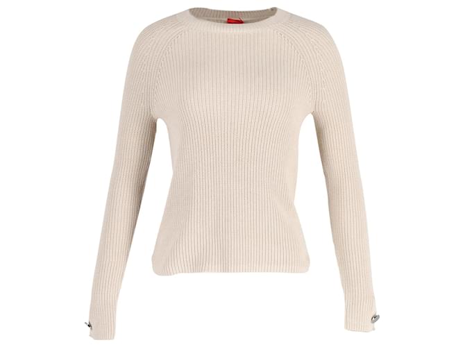 Hugo Boss Knitted Crewneck Sweater in Beige Cotton  ref.954730