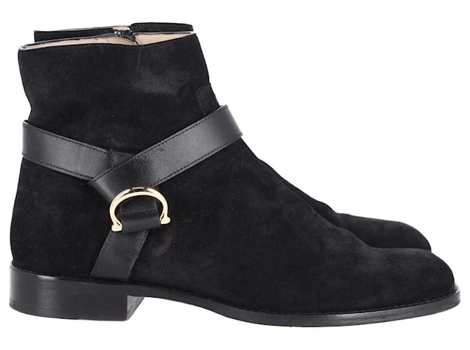 Carolina Herrera Leather-Trim Ankle Boots in Black Suede  ref.954744