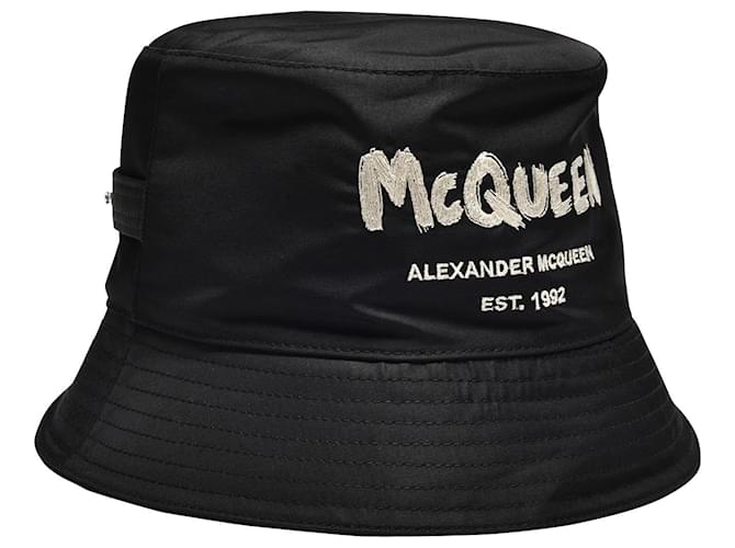 Alexander Mcqueen McQueen Graffiti Hat in Black Polyester  ref.954754
