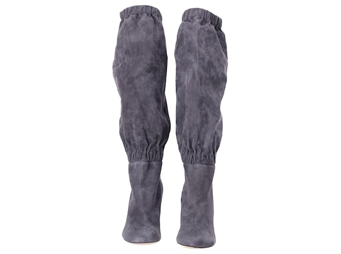Jimmy Choo Maxyn 85 Knee-High Boots in Grey Suede  ref.954757