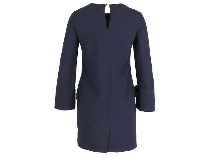 Robe Tunique à Manches Iris & Ink avec Nœud en Polyester Bleu Marine