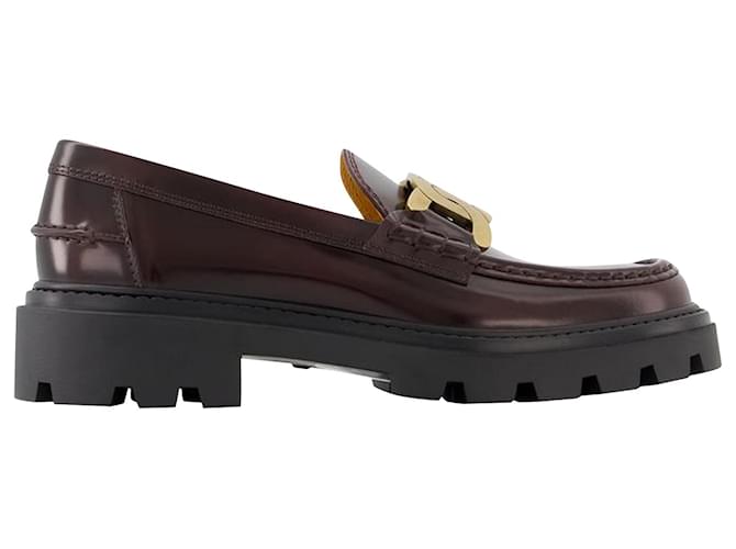 Gomma Pesante Loafers - Tod's - Leather - Burgundy Black Pony-style calfskin  ref.954771